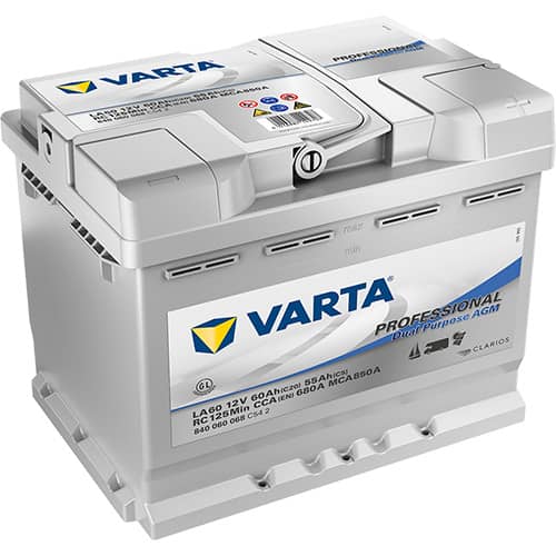 Акумулатор Varta Професионален AGM с двойно предназначение 60AH 680A R+