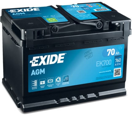 Акумулатор EXIDE AGM 70AH 760A R+